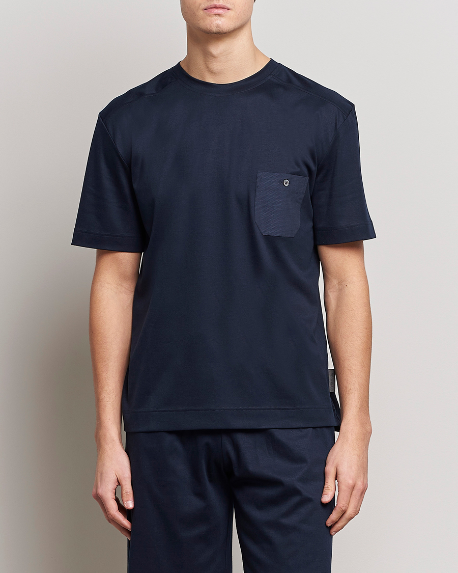 Herre | Pyjamasgensere | Zimmerli of Switzerland | Cotton/Modal Crew Neck Loungwear T-Shirt Midnight