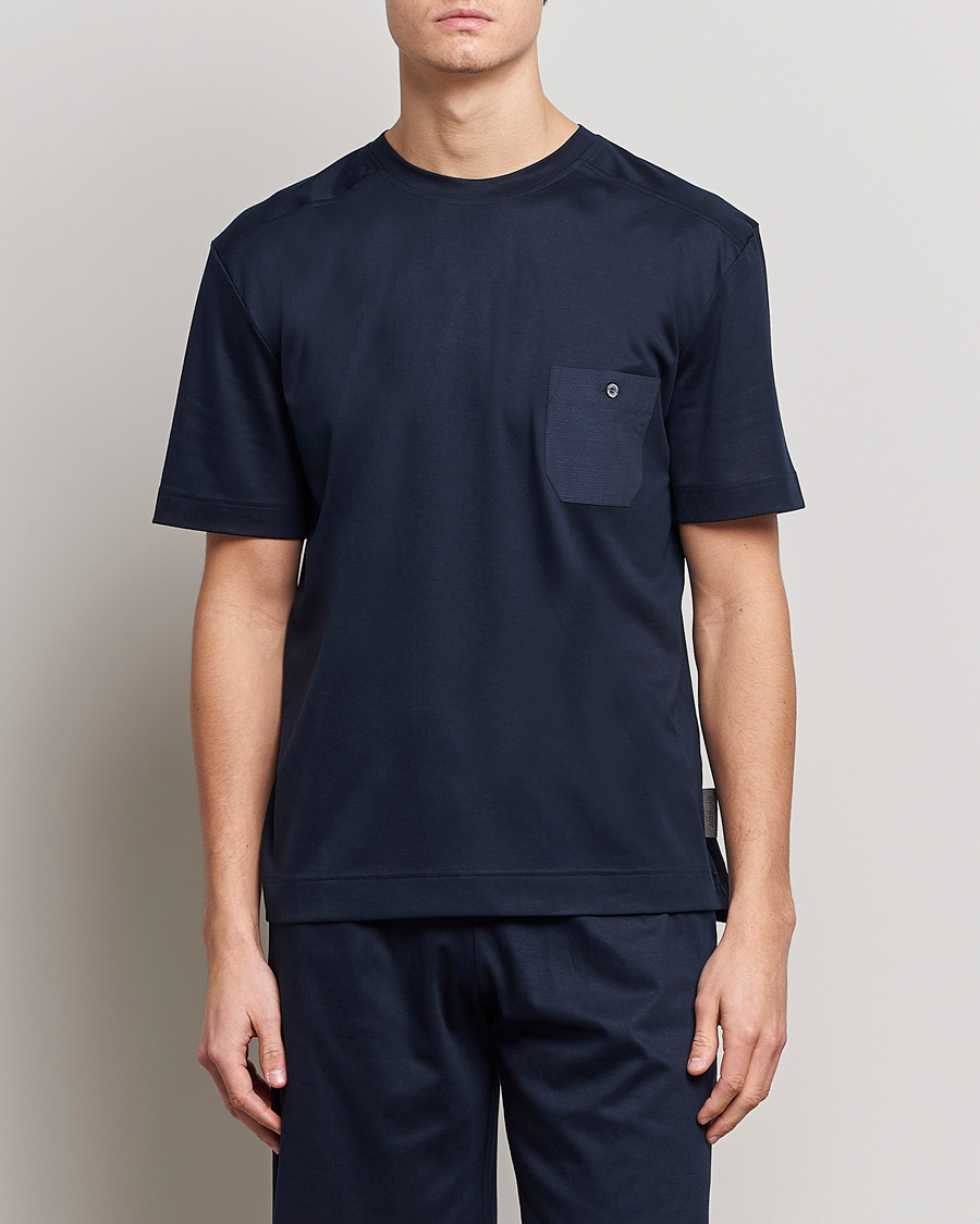 Herre | Pyjamaser og badekåper | Zimmerli of Switzerland | Cotton/Modal Crew Neck Loungwear T-Shirt Midnight