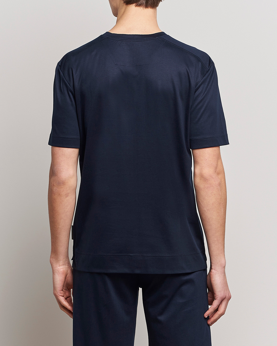 Herre | Pyjamaser og badekåper | Zimmerli of Switzerland | Cotton/Modal Crew Neck Loungwear T-Shirt Midnight