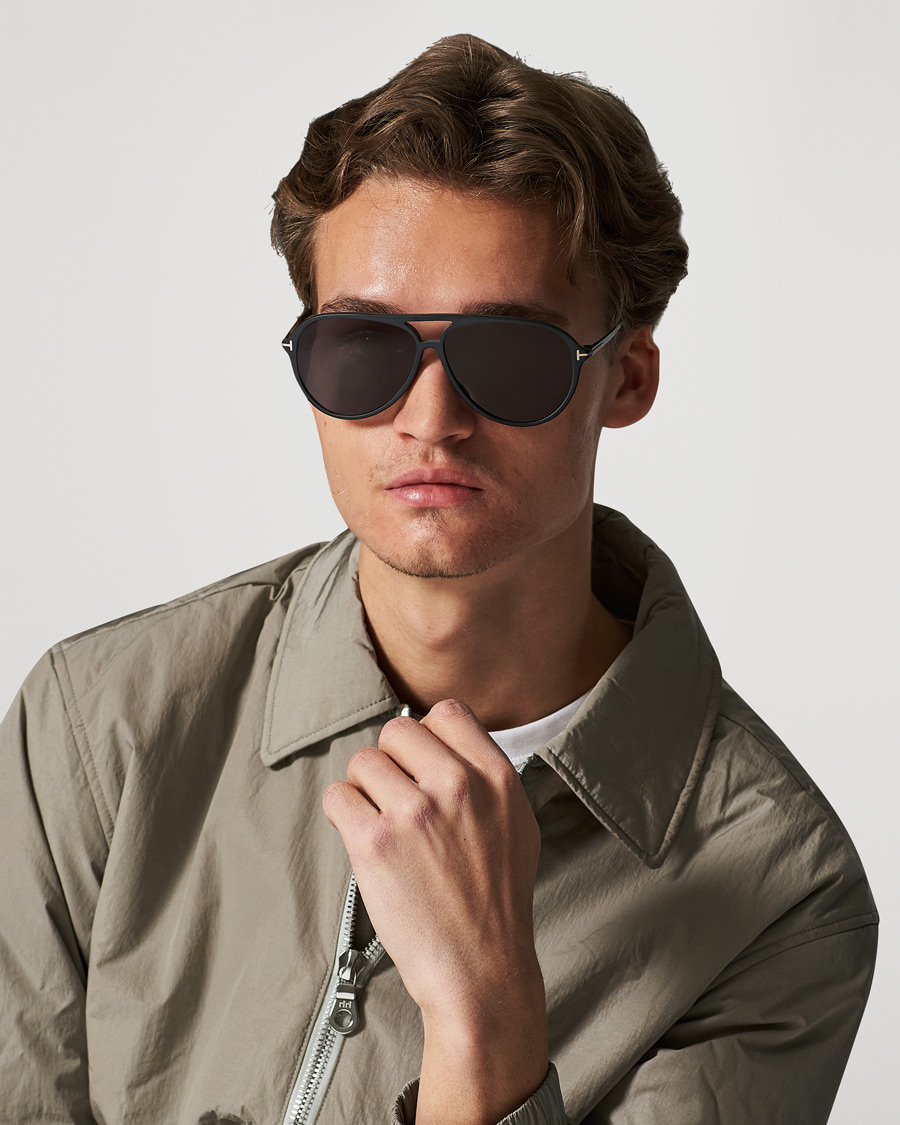 Herre | Pilotsolbriller | Tom Ford | Samson Polarized Sunglasses Matte Black/Smoke