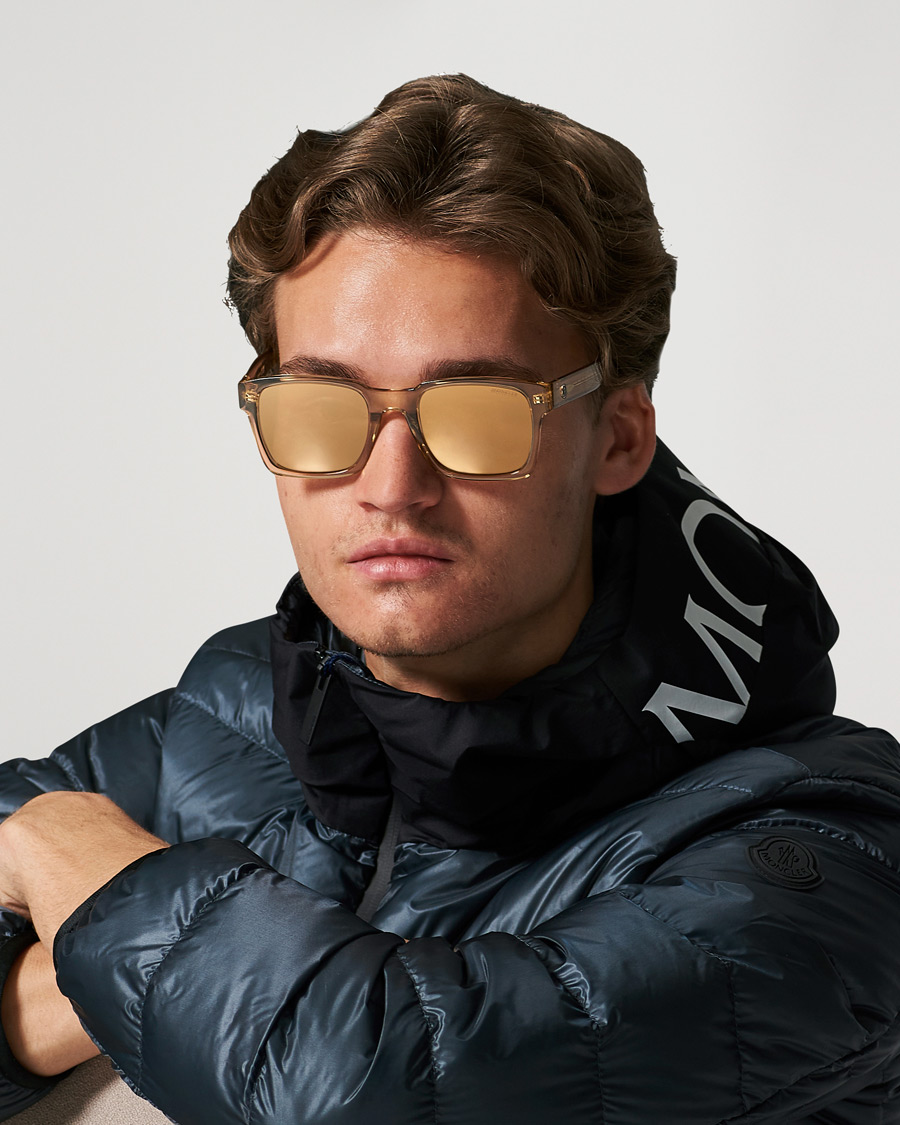 Herre | Moncler Lunettes Arcsecond Sunglasses Shiny Beige/Brown | Moncler Lunettes | Arcsecond Sunglasses Shiny Beige/Brown