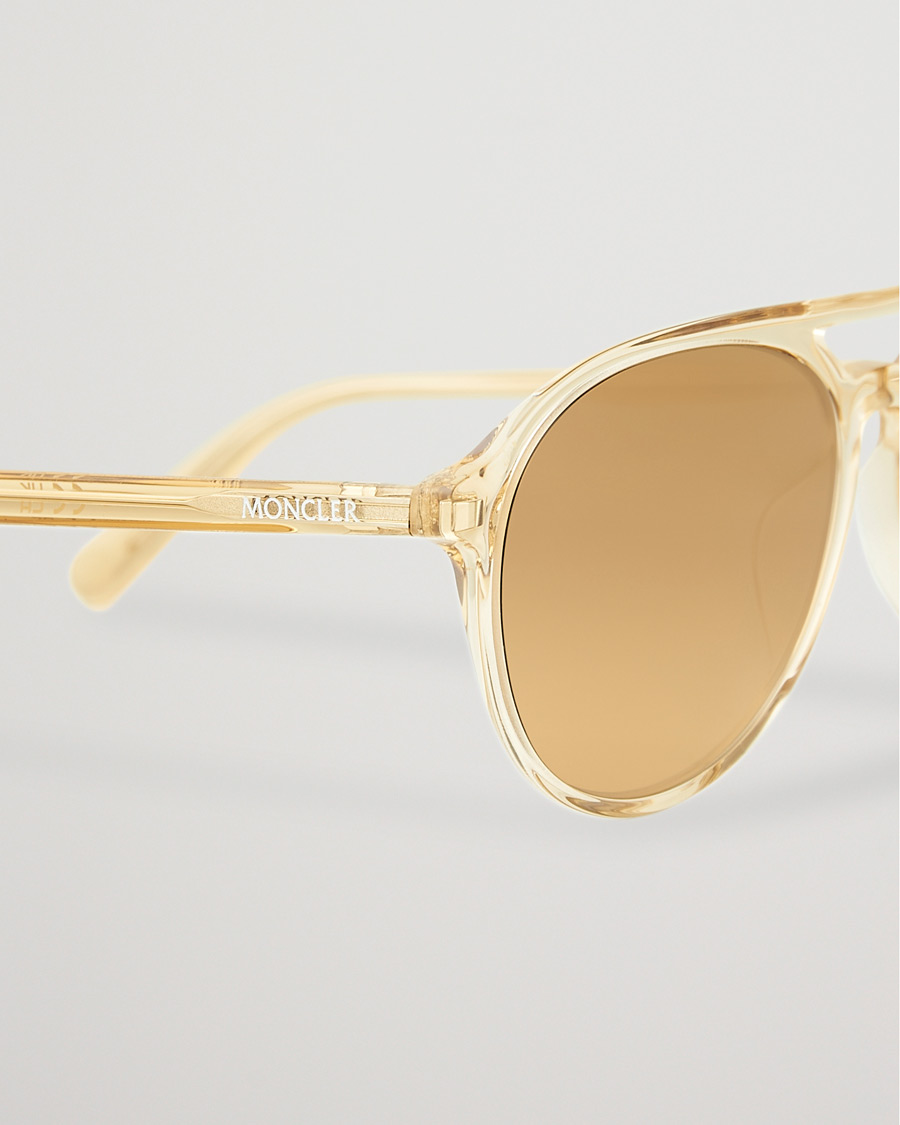 Herre | Moncler Lunettes ML0228 Sunglasses Shiny Beige/Roviex | Moncler Lunettes | ML0228 Sunglasses Shiny Beige/Roviex