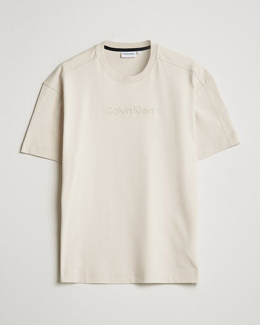 Herre | T-Shirts | Calvin Klein | Debossed Logo Crew Neck Tee Stony Beige