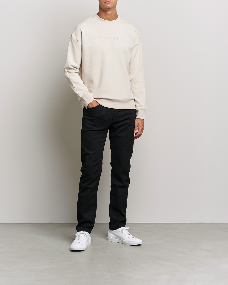 Herre | Gensere | Calvin Klein | Debossed Logo Crew Neck Sweatshirt Stony Beige