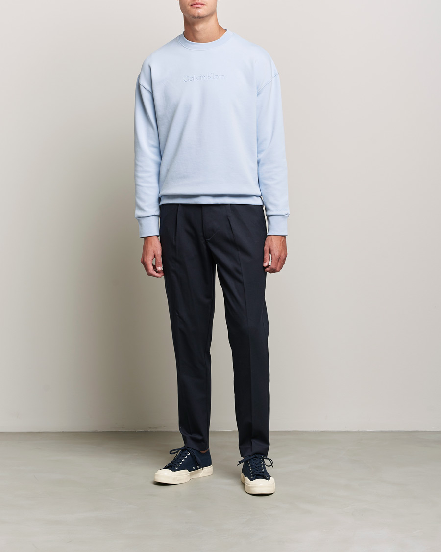 Herre | Gensere | Calvin Klein | Debossed Logo Crew Neck Sweatshirt Bayshore Blue