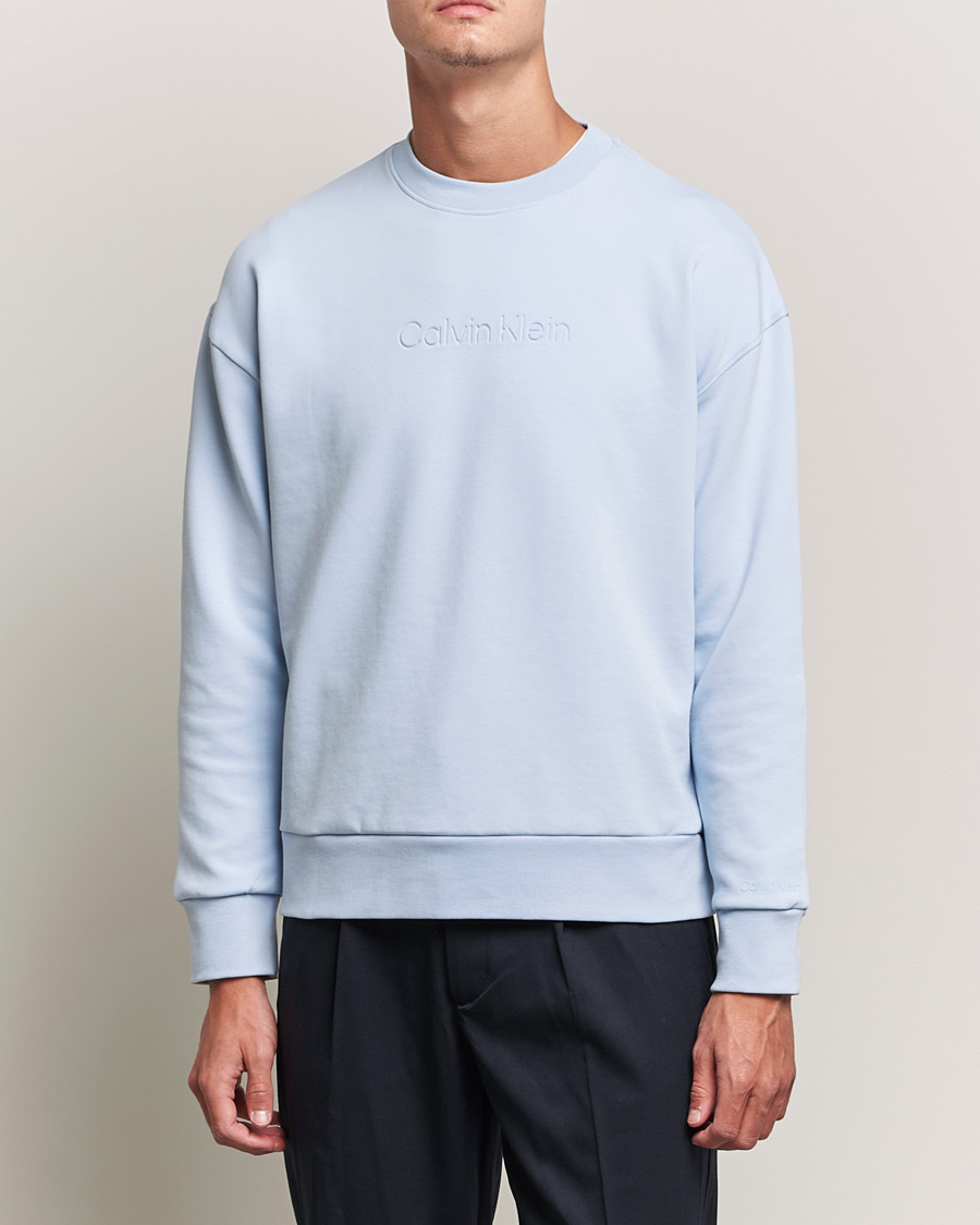 Herre | Gensere | Calvin Klein | Debossed Logo Crew Neck Sweatshirt Bayshore Blue