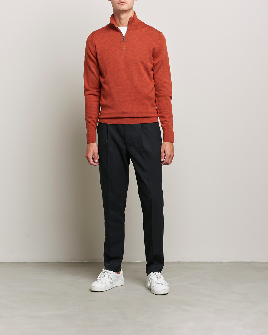 Herre | Gensere | Calvin Klein | Superior Wool Knitted Half Zip Gingerbread Brown