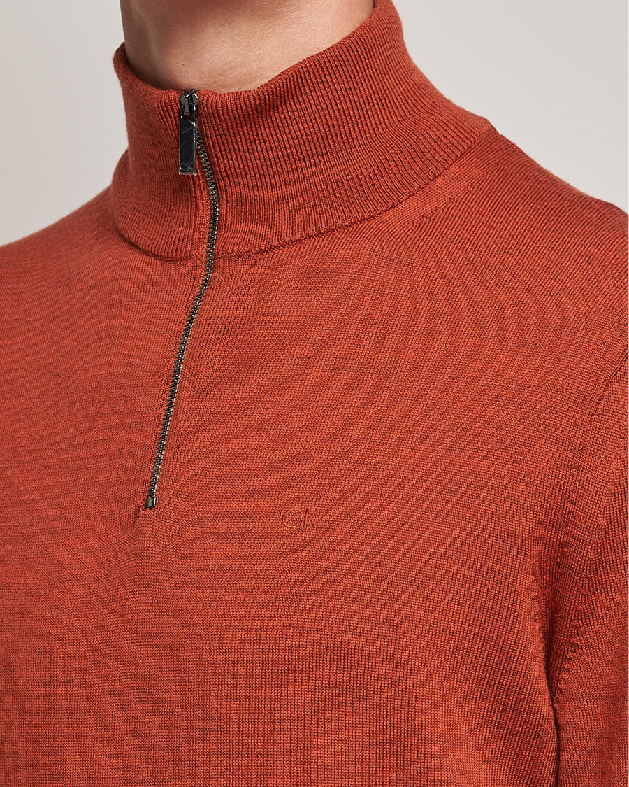 Herre | Gensere | Calvin Klein | Superior Wool Knitted Half Zip Gingerbread Brown