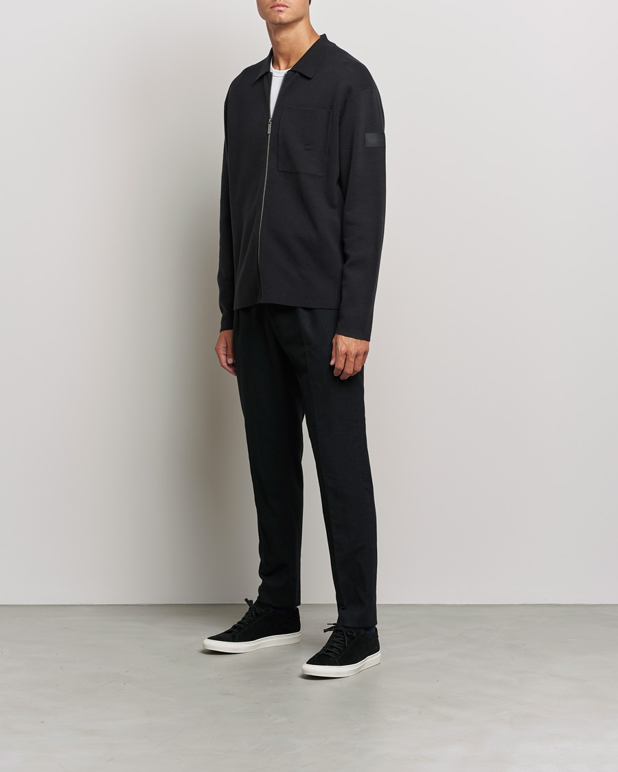 Herre |  | Calvin Klein | Milano Knitted Full Zip Sweater Black