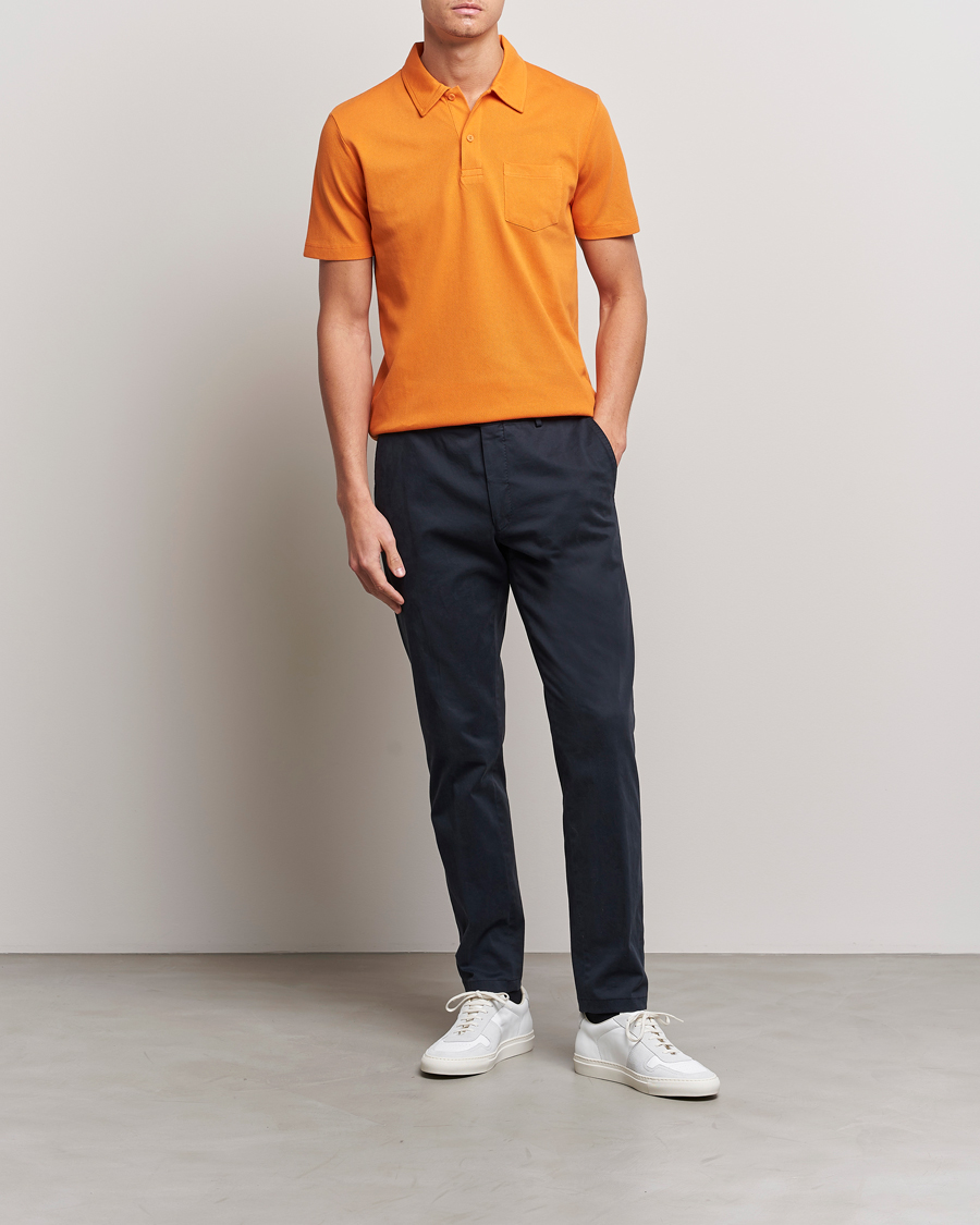 Herre | Eksklusivt Care of Carl | Sunspel | Riviera Polo Shirt Flame Orange