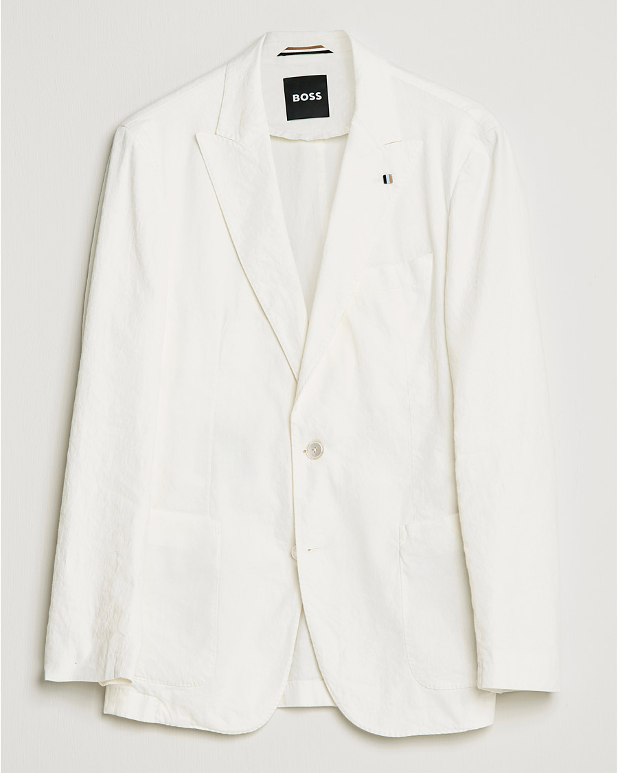 Herre | Dressjakker | BOSS BLACK | BOSS Hanry Linen Peak Lapel Blazer White
