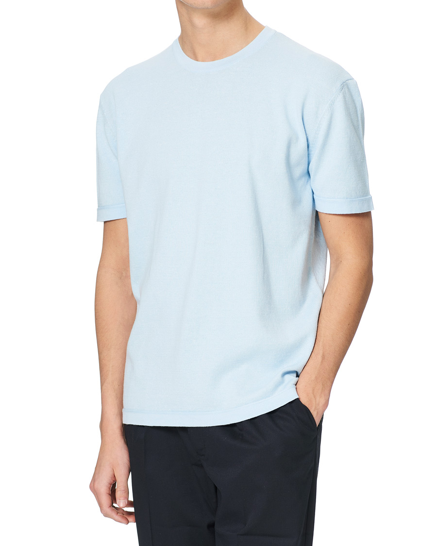 Herre | T-Shirts | BOSS | Tameo Cotton/Linen T-shirt Light Blue