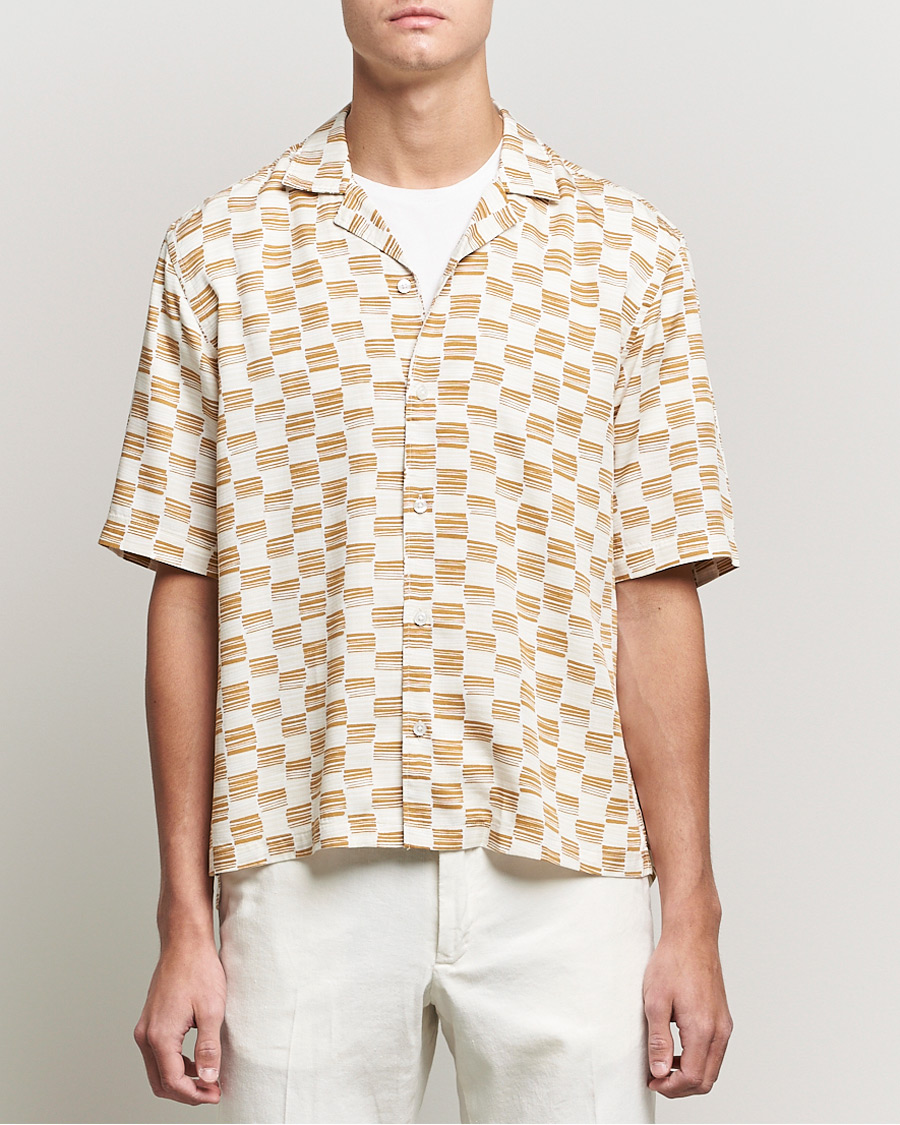 Herre | Skjorter | BOSS BLACK | BOSS Lars Printed Resort Collar Short Sleeve Shirt Open Beige