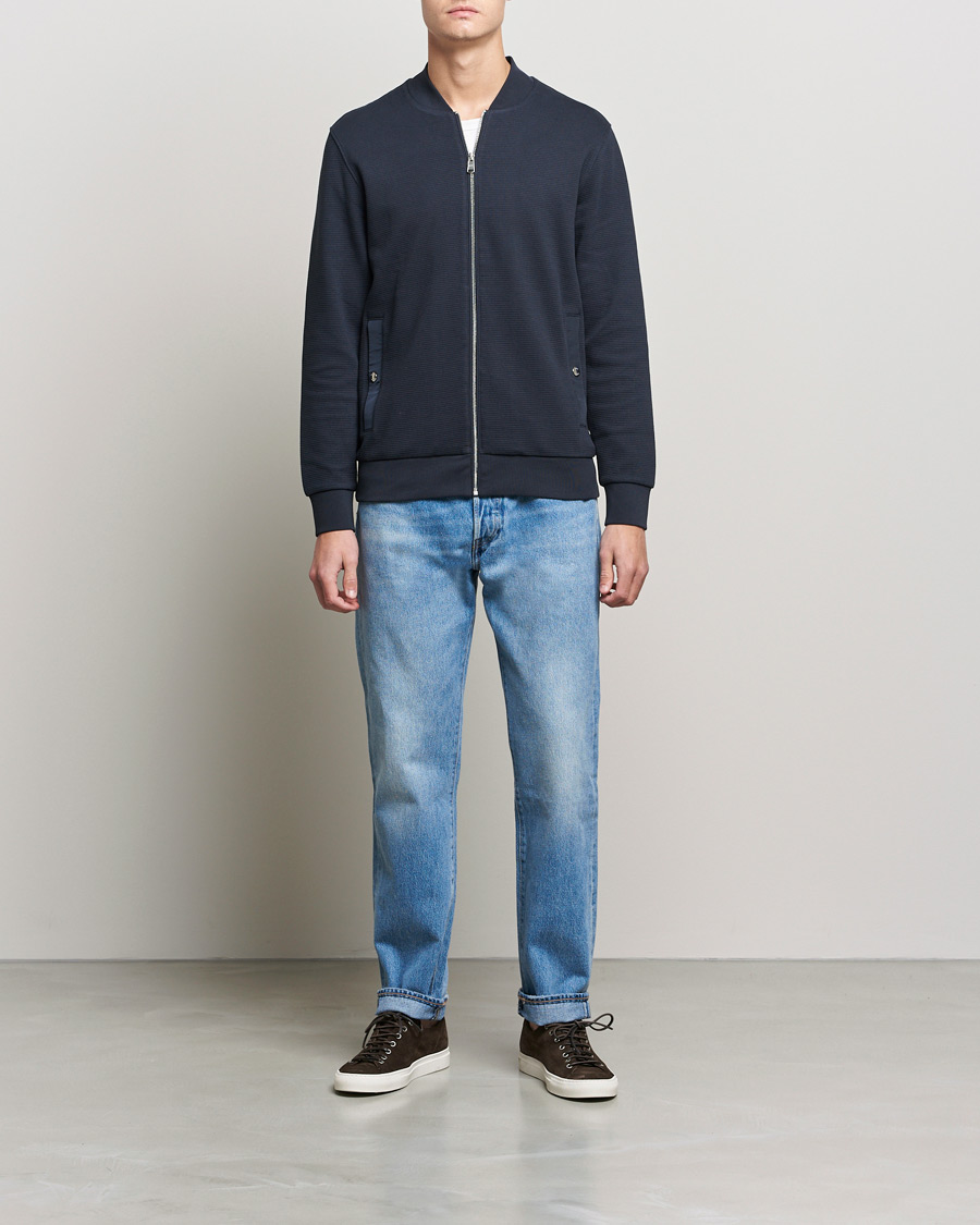 Herre | | BOSS | Skiles Full Zip Sweater Dark Blue