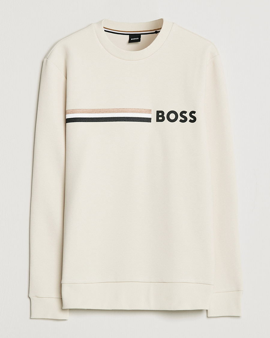 Herre | Gensere | BOSS BLACK | Stadler Logo Crew Neck Sweatshirt Open White
