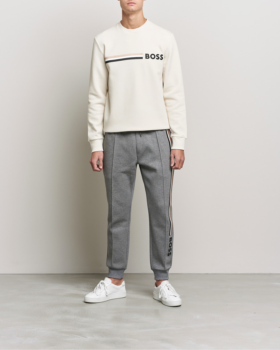 Herre | Gensere | BOSS BLACK | Stadler Logo Crew Neck Sweatshirt Open White