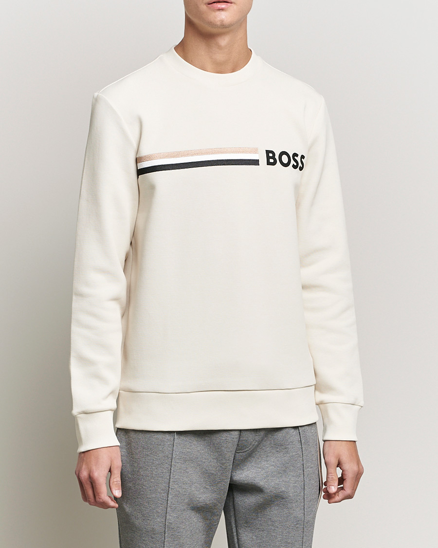 Herre | Gensere | BOSS BLACK | Stadler Logo Crew Neck Sweatshirt Open White