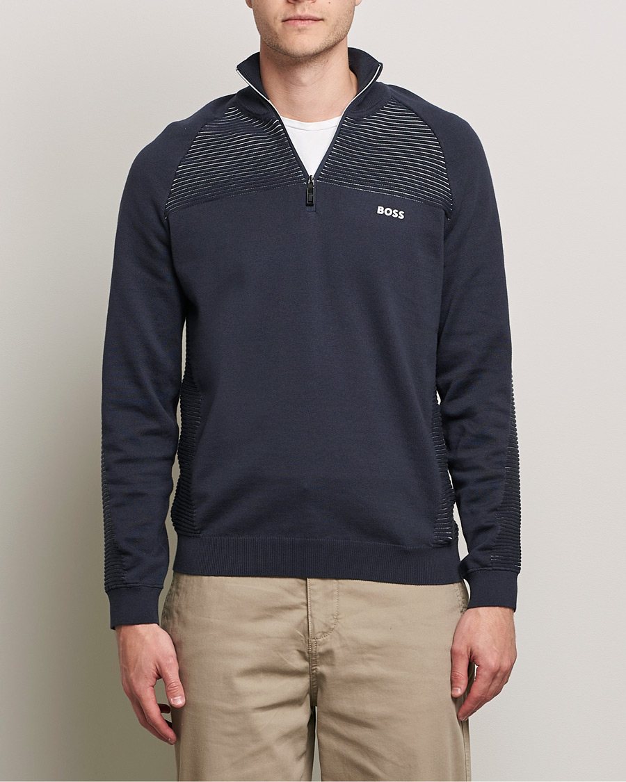 Herre | | BOSS Athleisure | Zandi Hlaf Zip Sweater Dark Blue