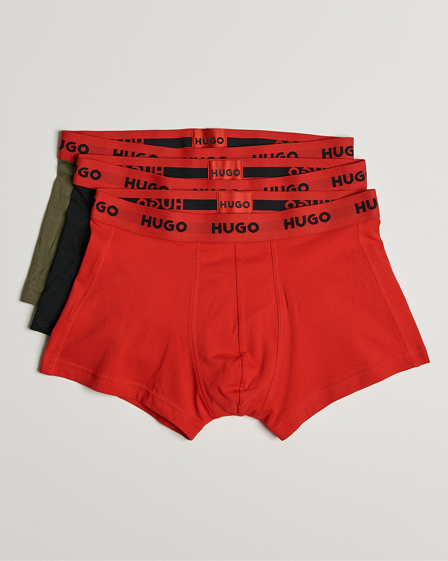 Herre | Undertøy | HUGO | 3-Pack Trunks Black/Green/Red
