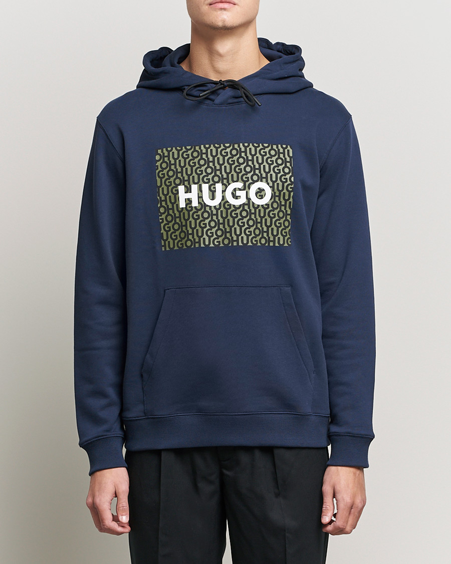 Herre |  | HUGO | Dreeman Monogram Logo Hoodie Dark Blue