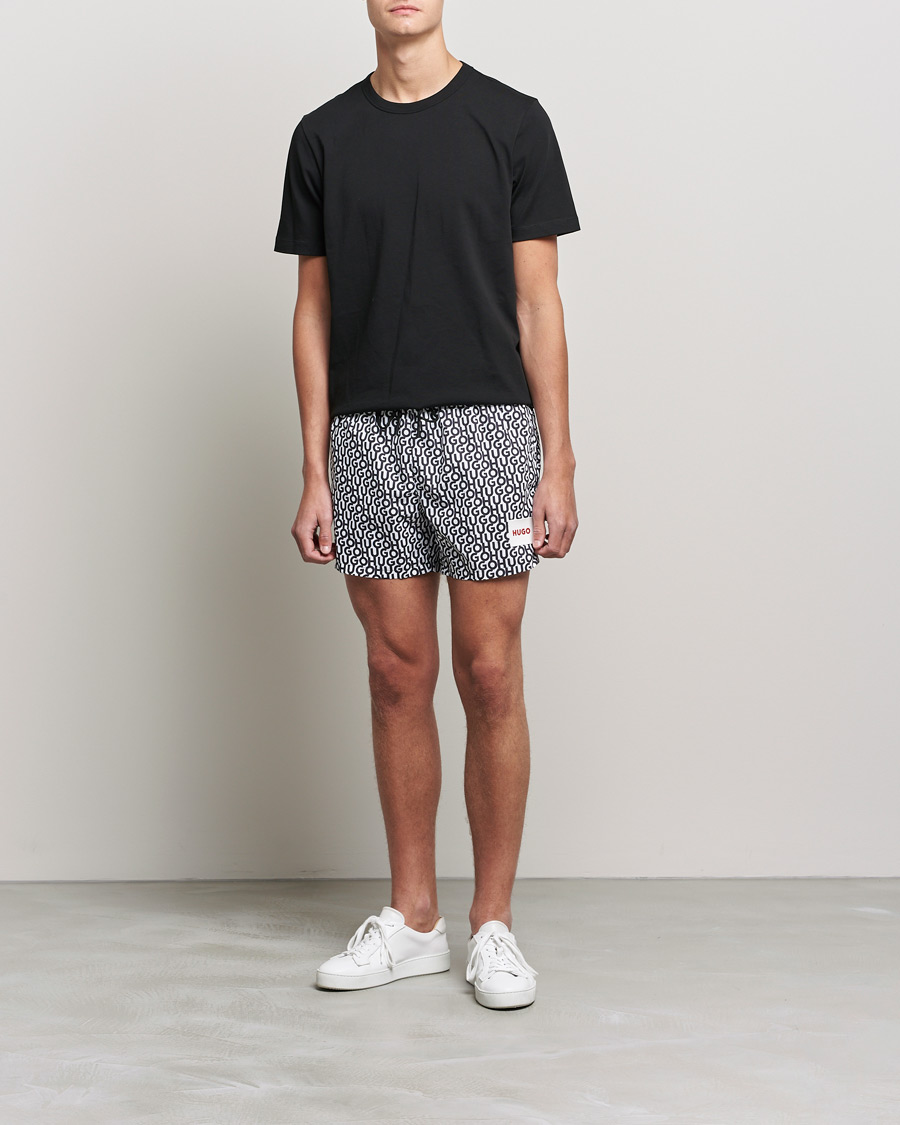 Herre | Badeshorts | HUGO | Jago Monogram Logo Swimshorts White