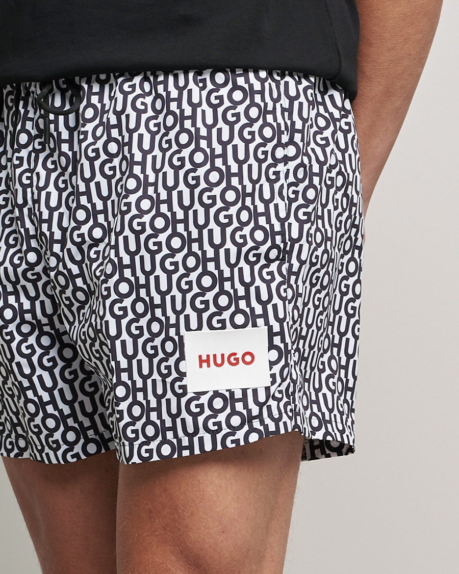 Herre | Badeshorts | HUGO | Jago Monogram Logo Swimshorts White