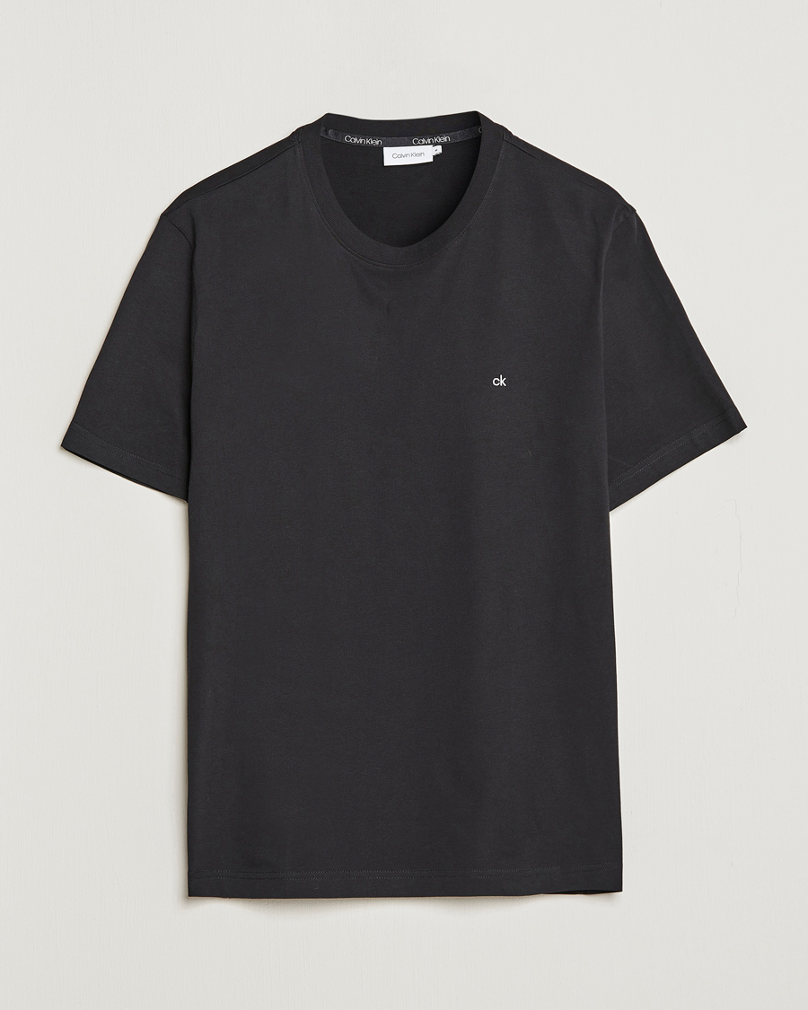 Herre | T-Shirts | Calvin Klein | Cotton Embroidery Logo Crew Neck T-Shirt Black