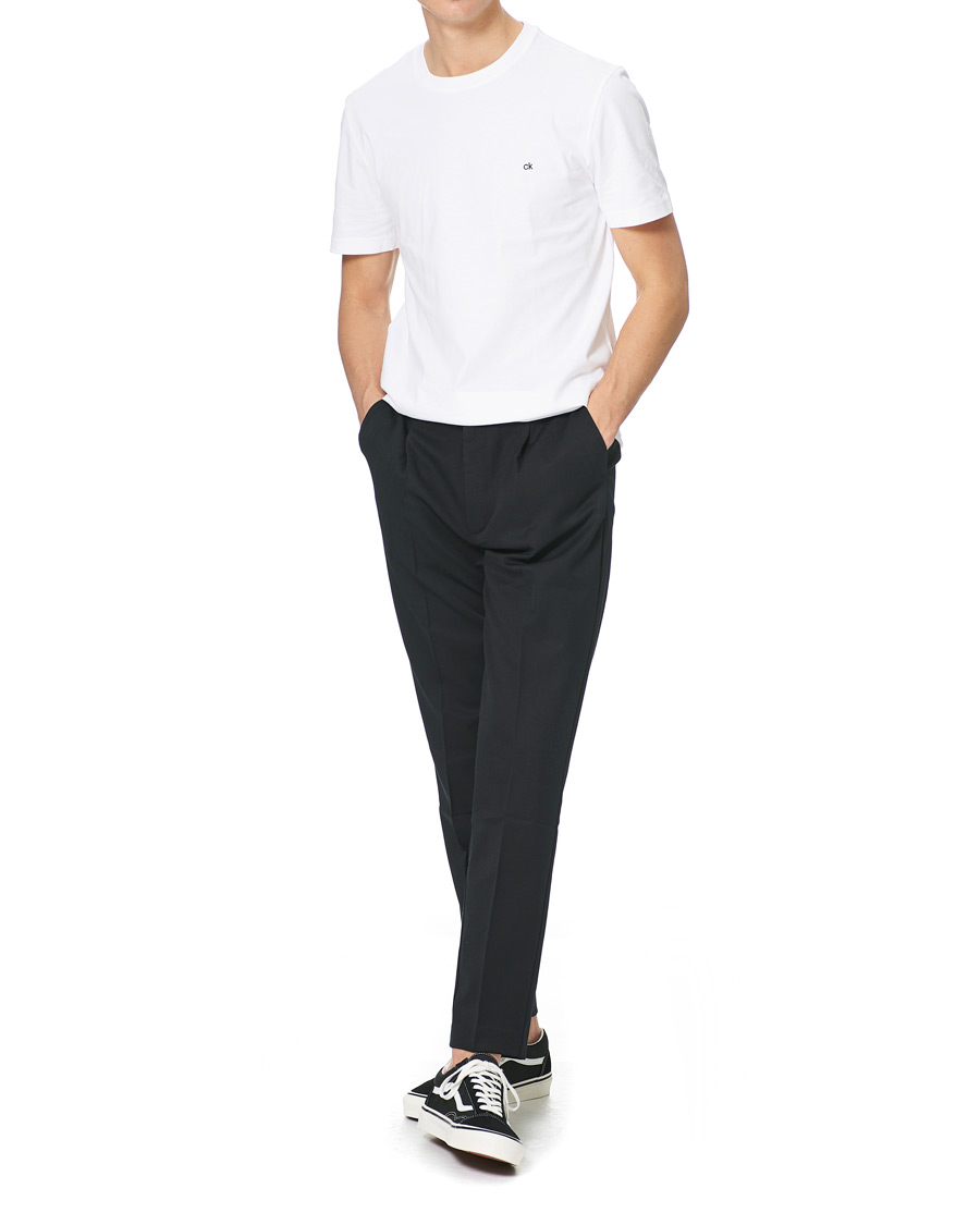 Herre | T-Shirts | Calvin Klein | Cotton Embroidery Logo Crew Neck T-Shirt White