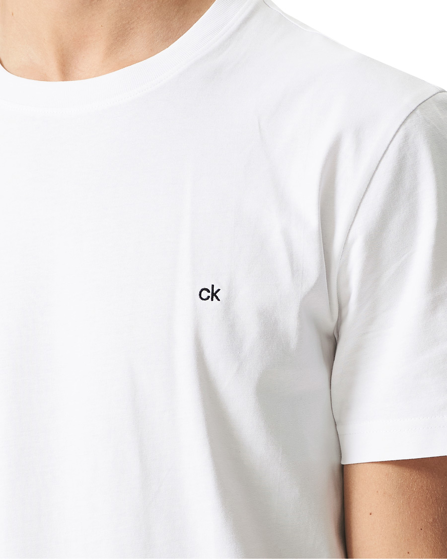 Herre | T-Shirts | Calvin Klein | Cotton Embroidery Logo Crew Neck T-Shirt White