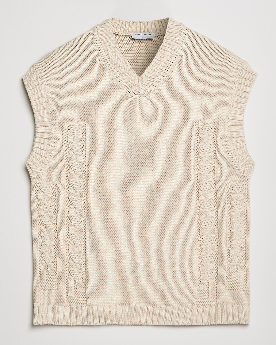 Herre | Gensere | Tiger of Sweden | Bazyly Knitted Vest Cream Snow