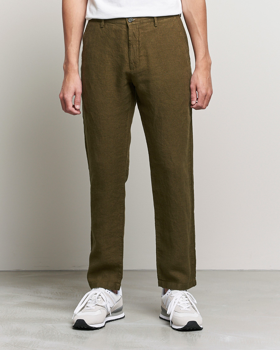 Herre | Bukser | NN07 | Karl Linen Trousers Dark Olive