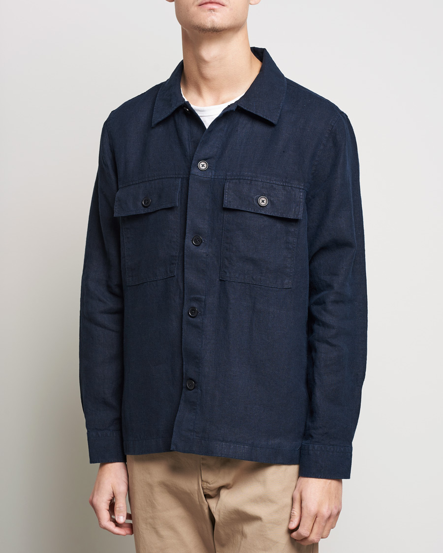 Herre | Skjorter | NN07 | Wilas Linen Overshirt Navy