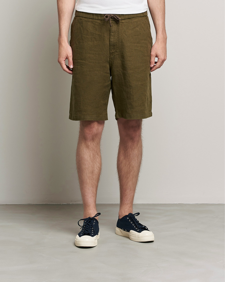 Herre | Shorts | NN07 | Keith Drawstring Linen Shorts Dark Olive