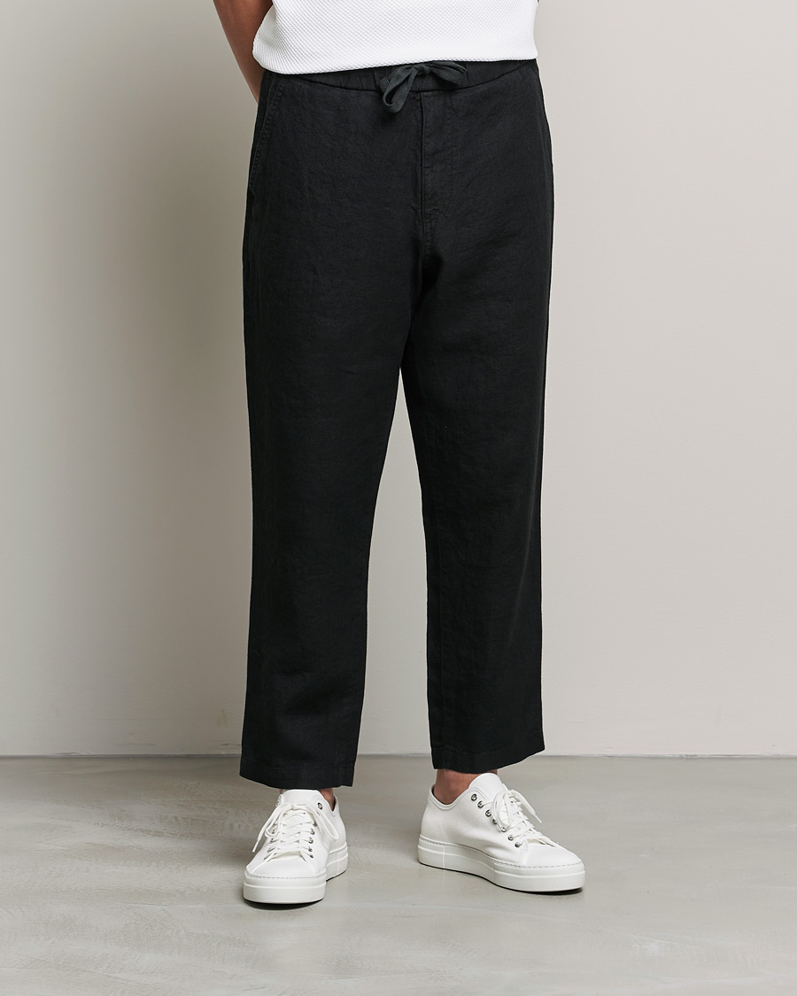 Herre | Bukser | NN07 | Keith Drawstring Linen Trousers Black