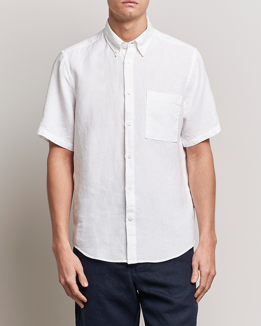 Herre |  | NN07 | Arne Linen Short Sleeve Shirt White