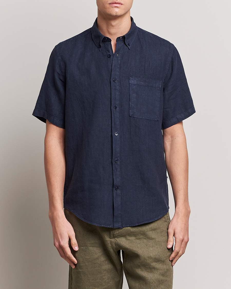 Herre | Skjorter | NN07 | Arne Linen Short Sleeve Shirt Navy