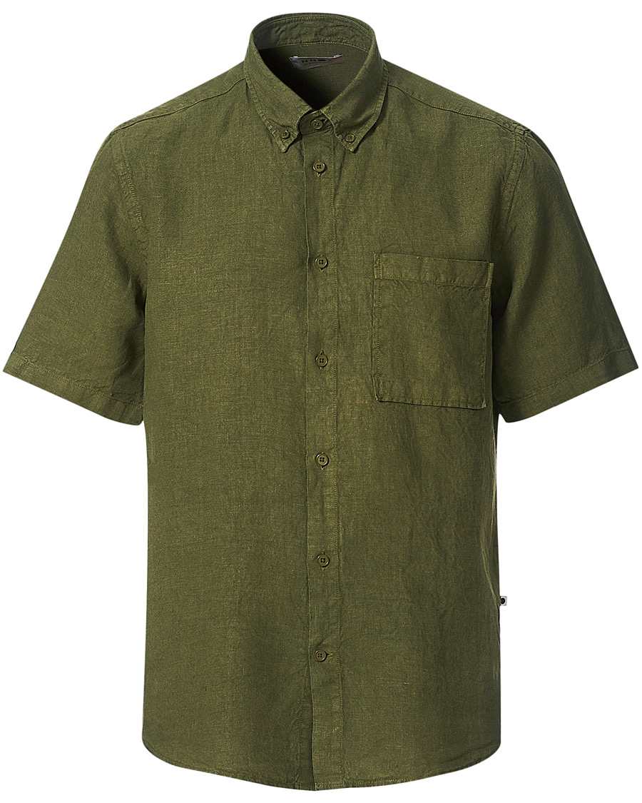 Herre | Skjorter | NN07 | Arne Linen Short Sleeve Shirt Dark Olive