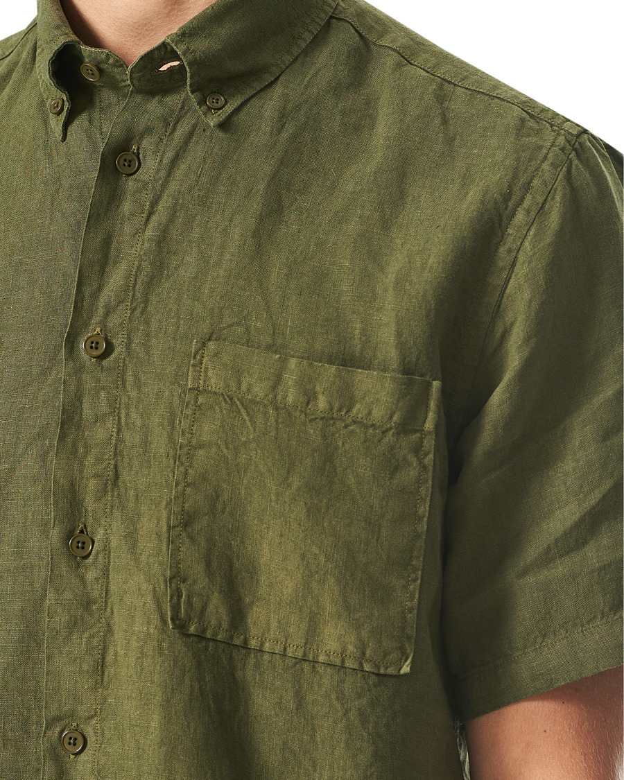 Herre | Skjorter | NN07 | Arne Linen Short Sleeve Shirt Dark Olive