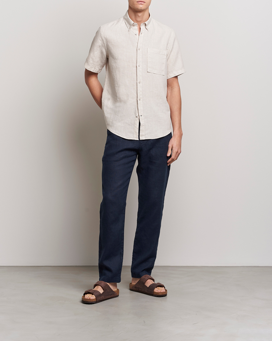 Herre | Skjorter | NN07 | Arne Linen Short Sleeve Shirt Oat