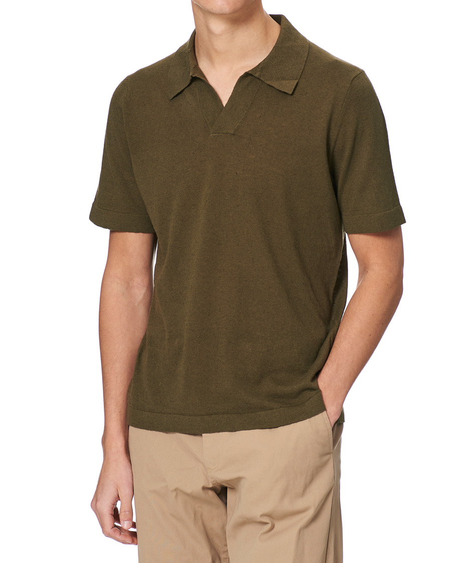 Herre | Pikéer | NN07 | Ryan Cotton/Linen Polo Dark Olive