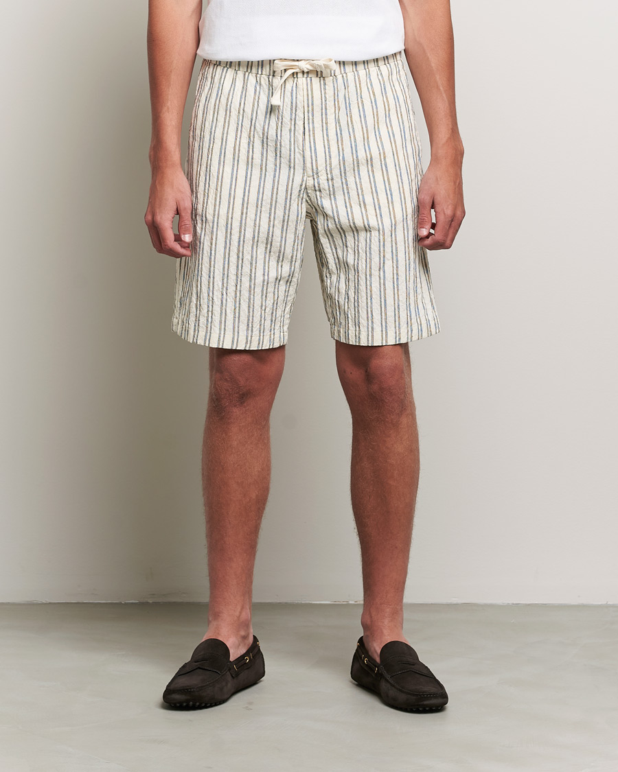 Herre |  | NN07 | Keith Striped Drawstring Shorts White/Black