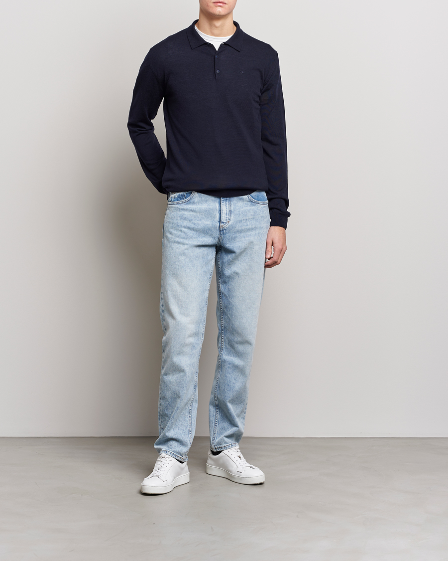 Herre | Gensere | J.Lindeberg | Noel Light Merino Polo Shirt Navy