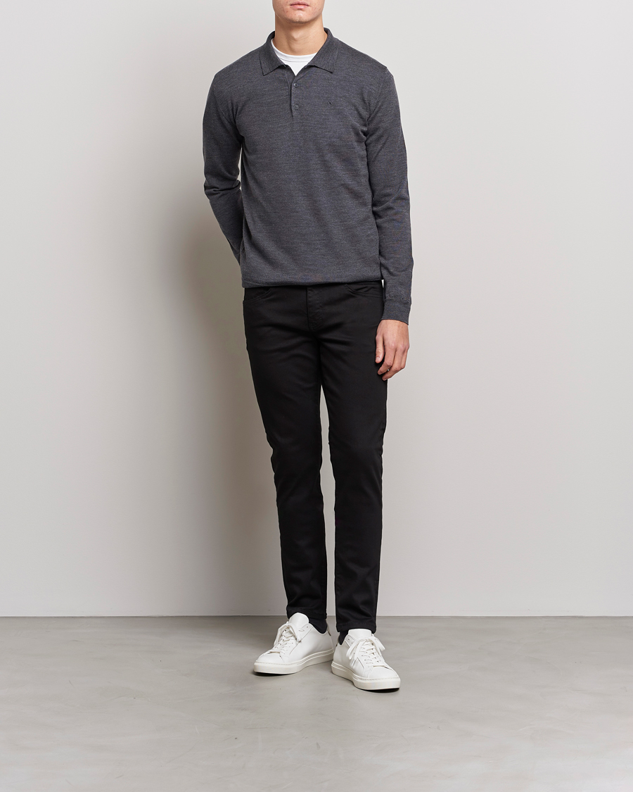 Herre | Gensere | J.Lindeberg | Noel Light Merino Polo Shirt Dark Grey Melange