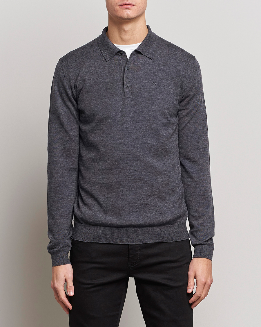 Men |  | J.Lindeberg | Noel Light Merino Polo Shirt Dark Grey Melange