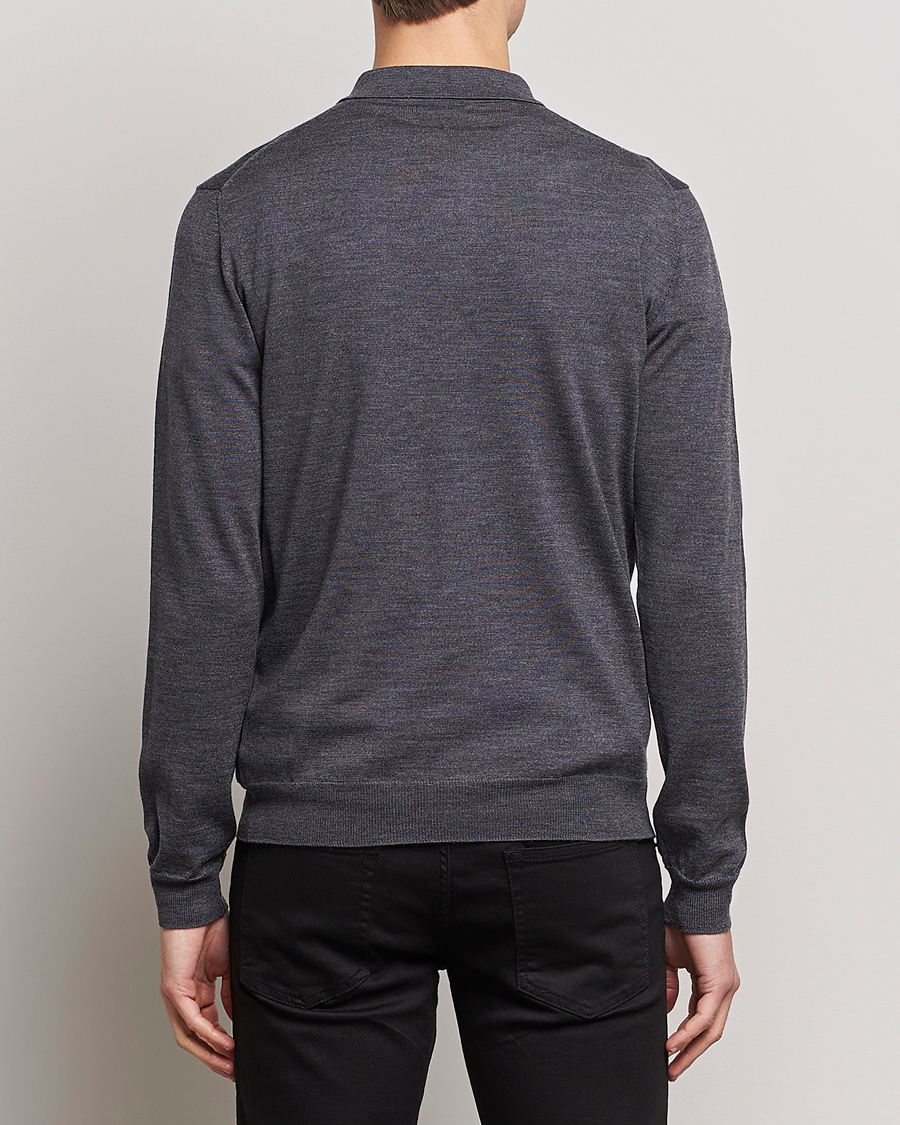 Herre | Gensere | J.Lindeberg | Noel Light Merino Polo Shirt Dark Grey Melange