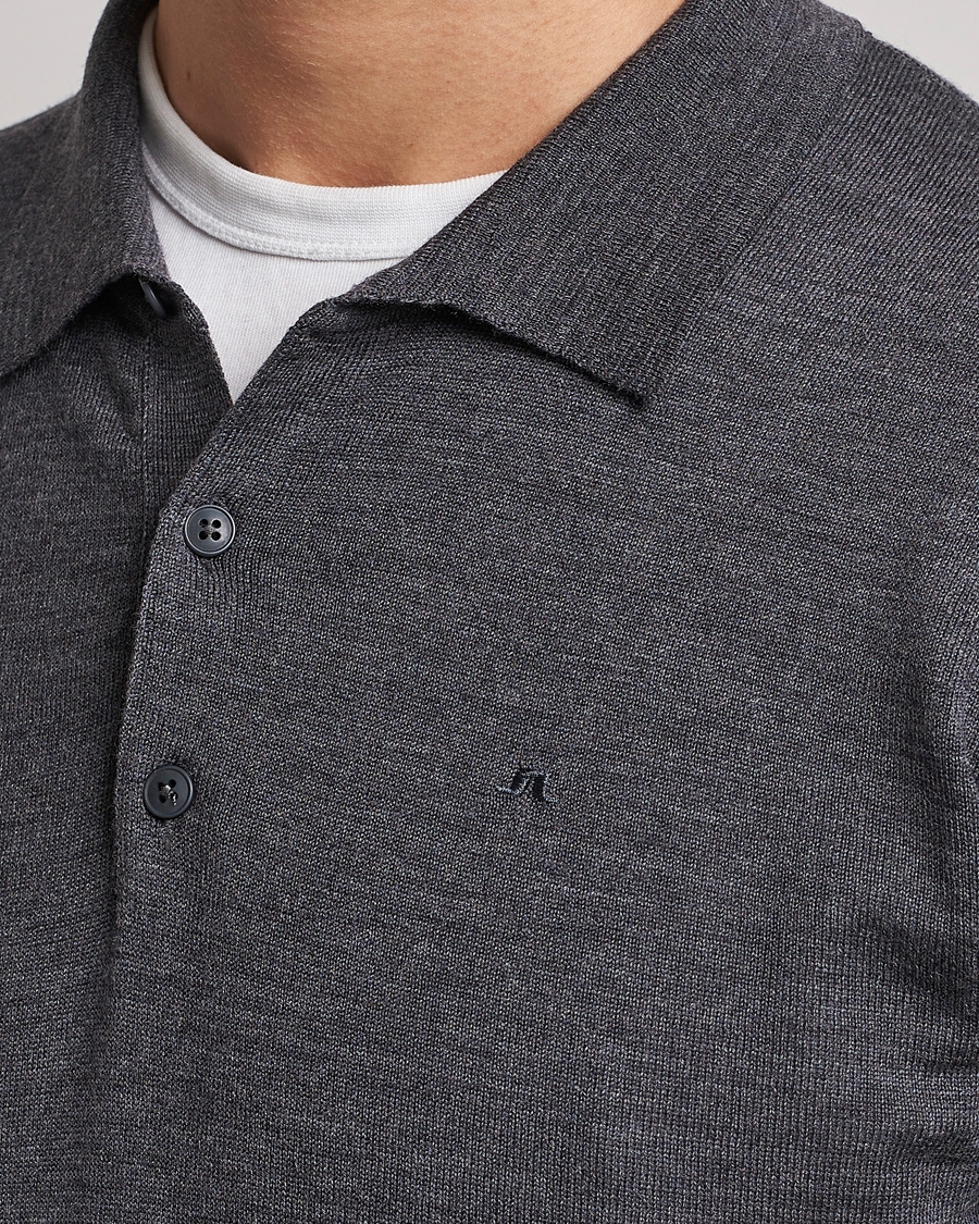 Herre | Gensere | J.Lindeberg | Noel Light Merino Polo Shirt Dark Grey Melange
