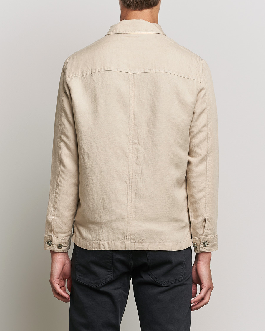 Herre | Skjorter | J.Lindeberg | Jason Zip Linen Shirt Jacket Safari Beige