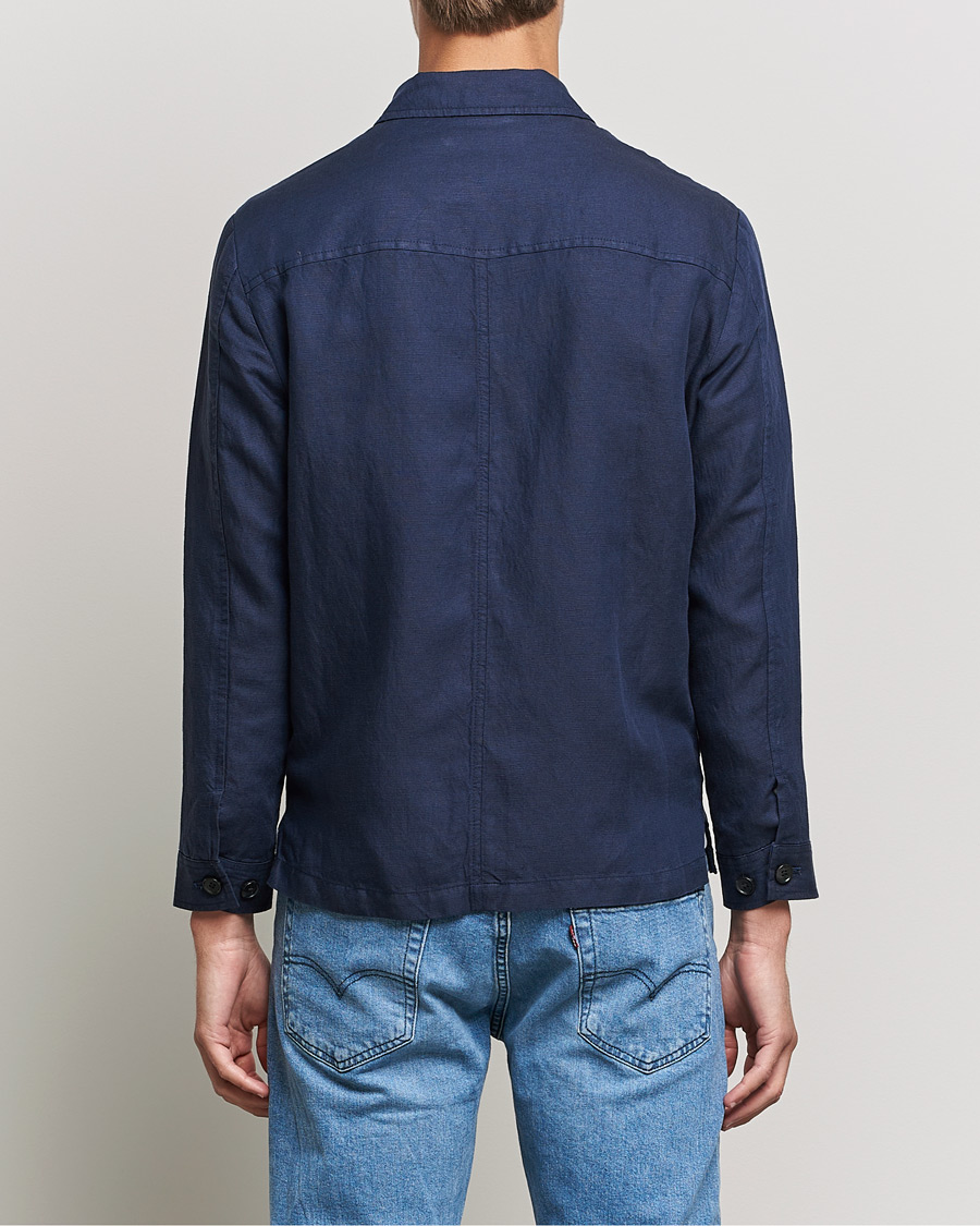 Herre | Jakker | J.Lindeberg | Jason Zip Linen Shirt Jacket Navy