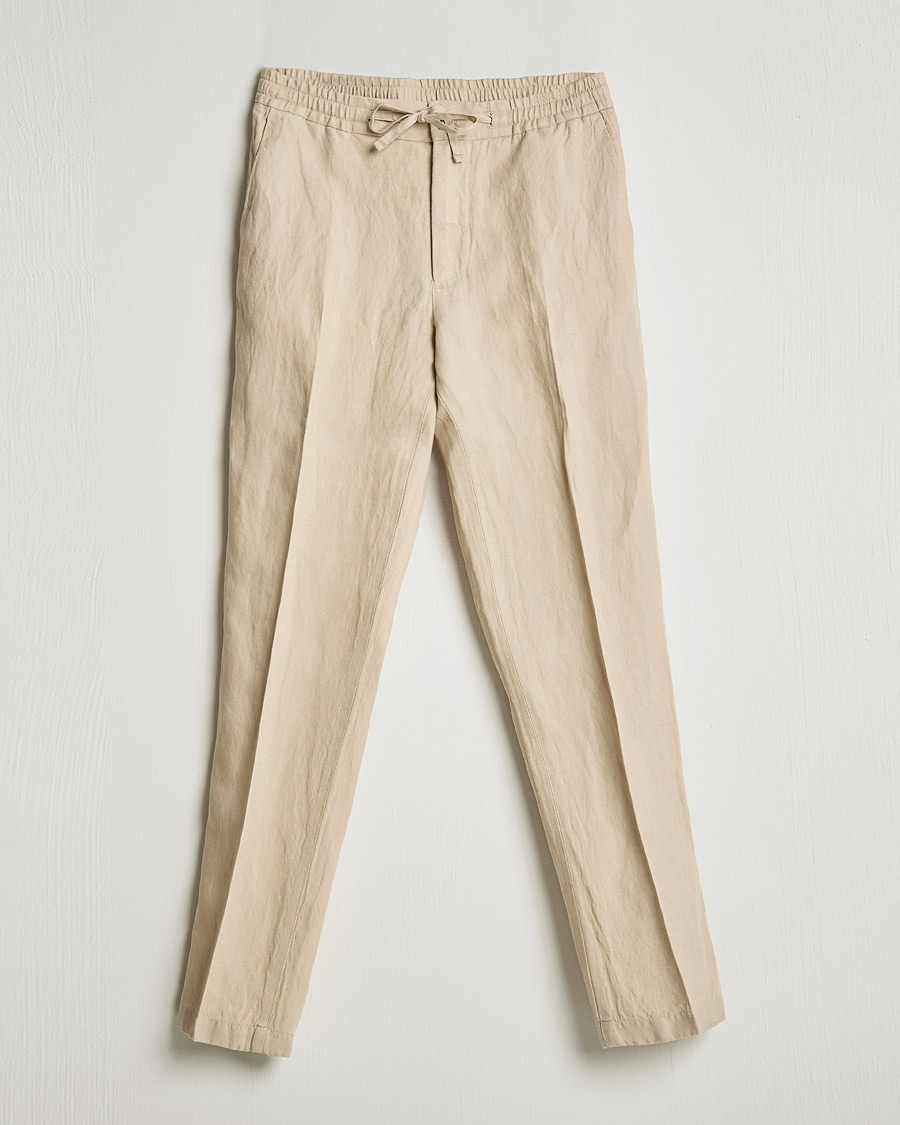 Herre | Plagg i lin | J.Lindeberg | Sasha Drape Linen Drawstring Trousers Safari Beige