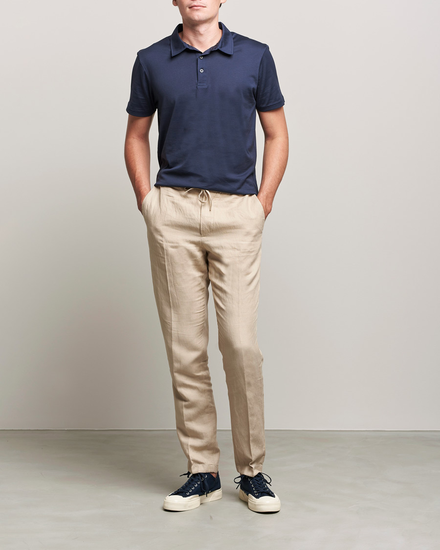 Herre | Bukser | J.Lindeberg | Sasha Drape Linen Drawstring Trousers Safari Beige